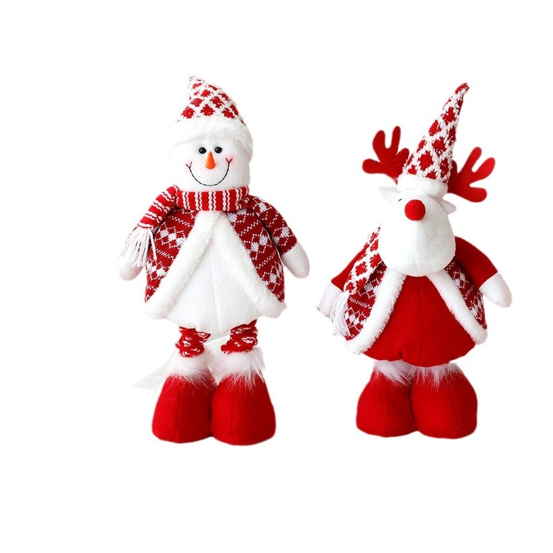 クリスマス装飾品の新しい赤いサンタクロース雪だるまヘラジカ公仔伸縮可能な人形の家庭装飾品|undefined