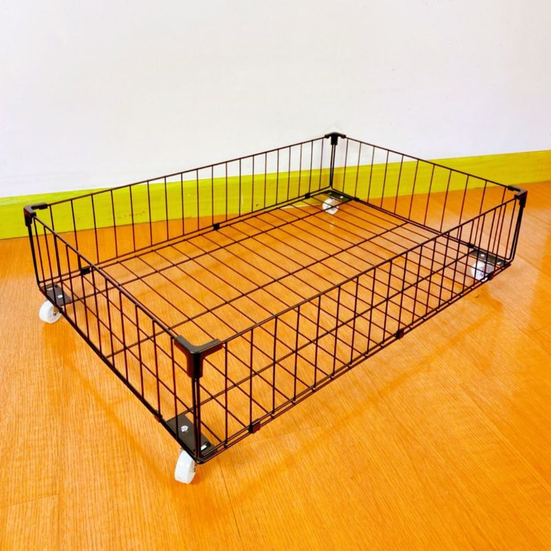 床底收纳箱带滑轮子扁平铁艺置物架透明框可折叠盒大容量可移动