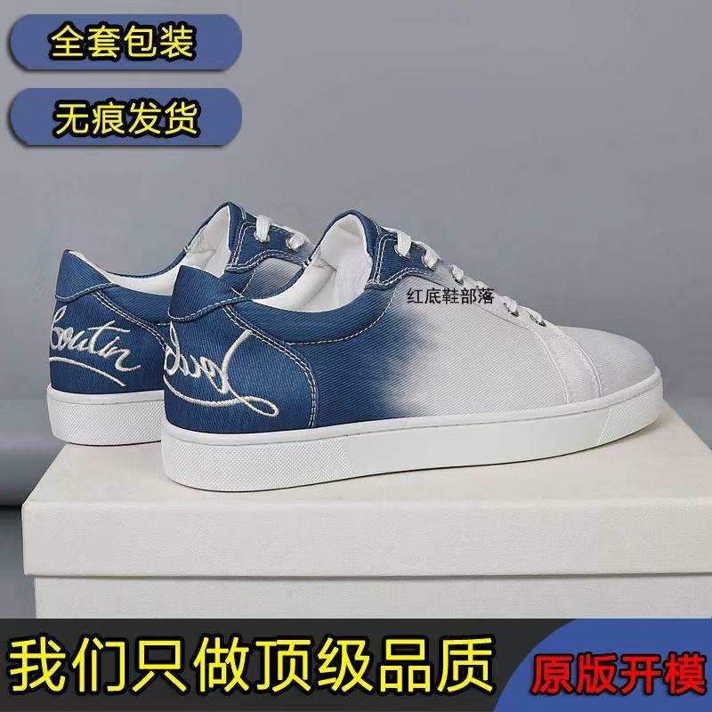 跨境新款cl电绣男鞋红底鞋黑色刺绣低帮系带休闲鞋女鞋情侣款运动|undefined