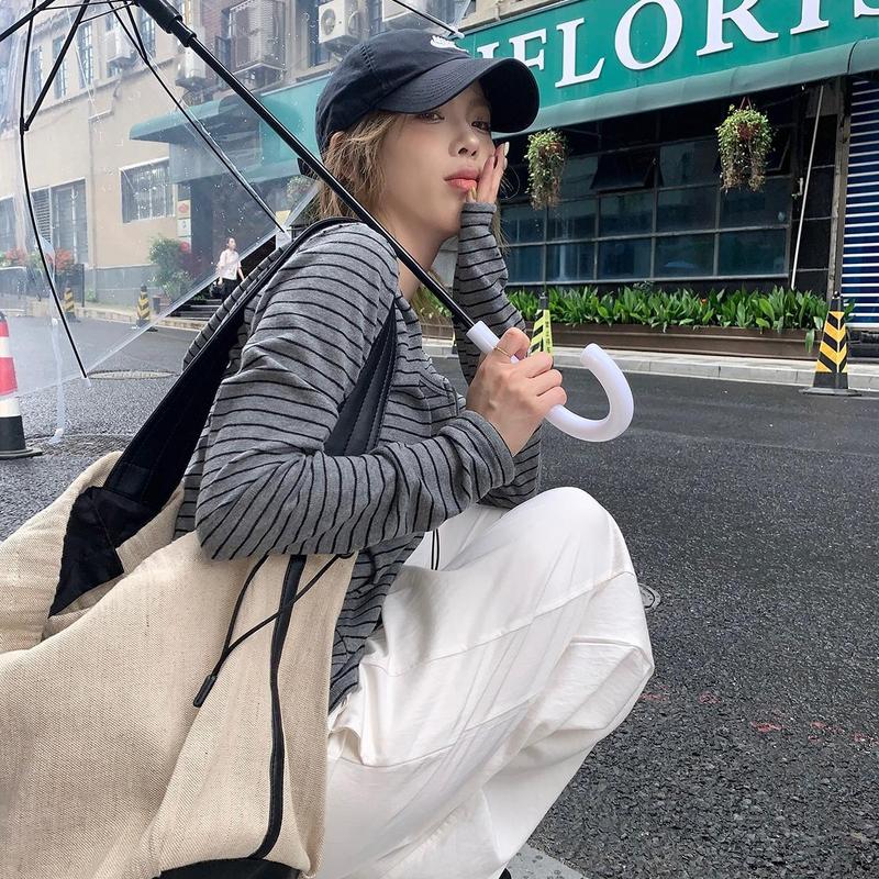 夏季薄款条纹拉链防晒开衫女2025新款百搭修身显瘦小众设计感外套|undefined