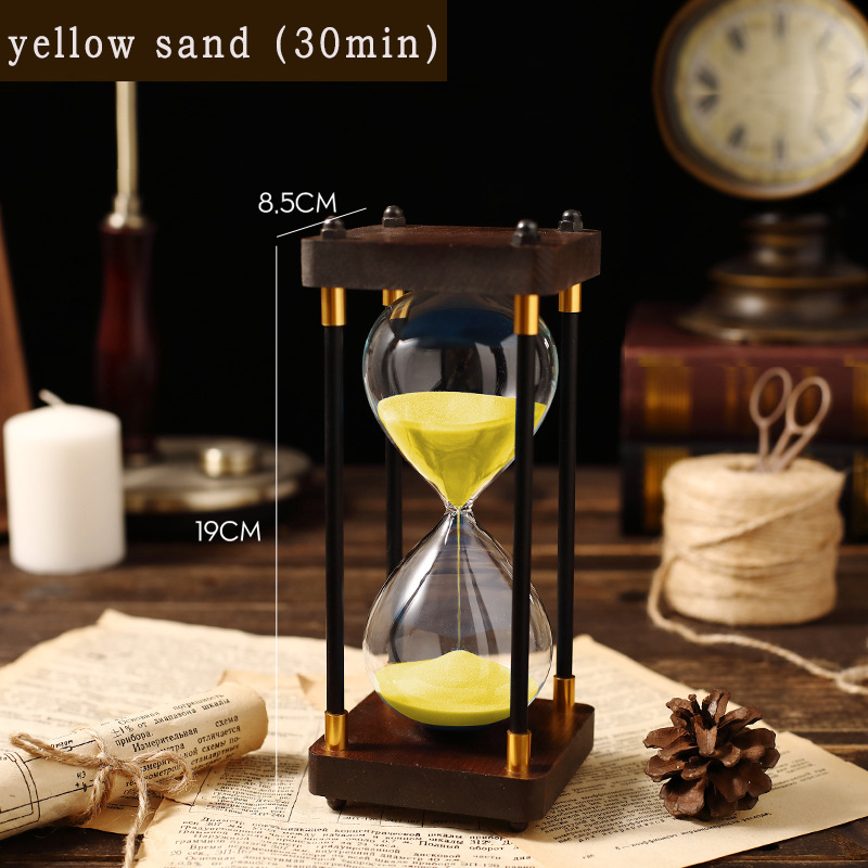 Classic Wooden Hourglass Timer For Home And Office Decoration_voghion.com
