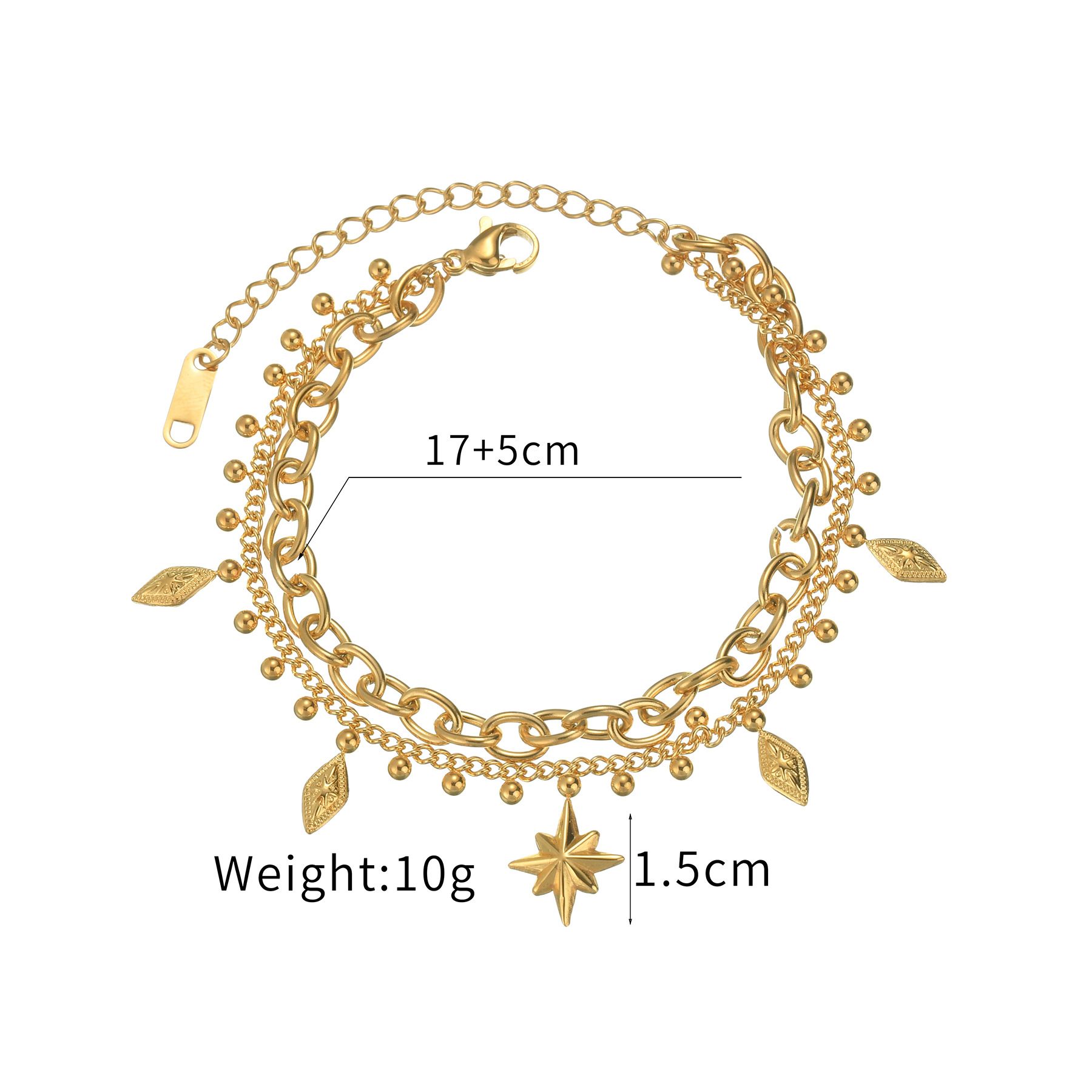 Multi-layer Geometric Bracelet For Women In Gold Plated Stainless Steel_voghion.com