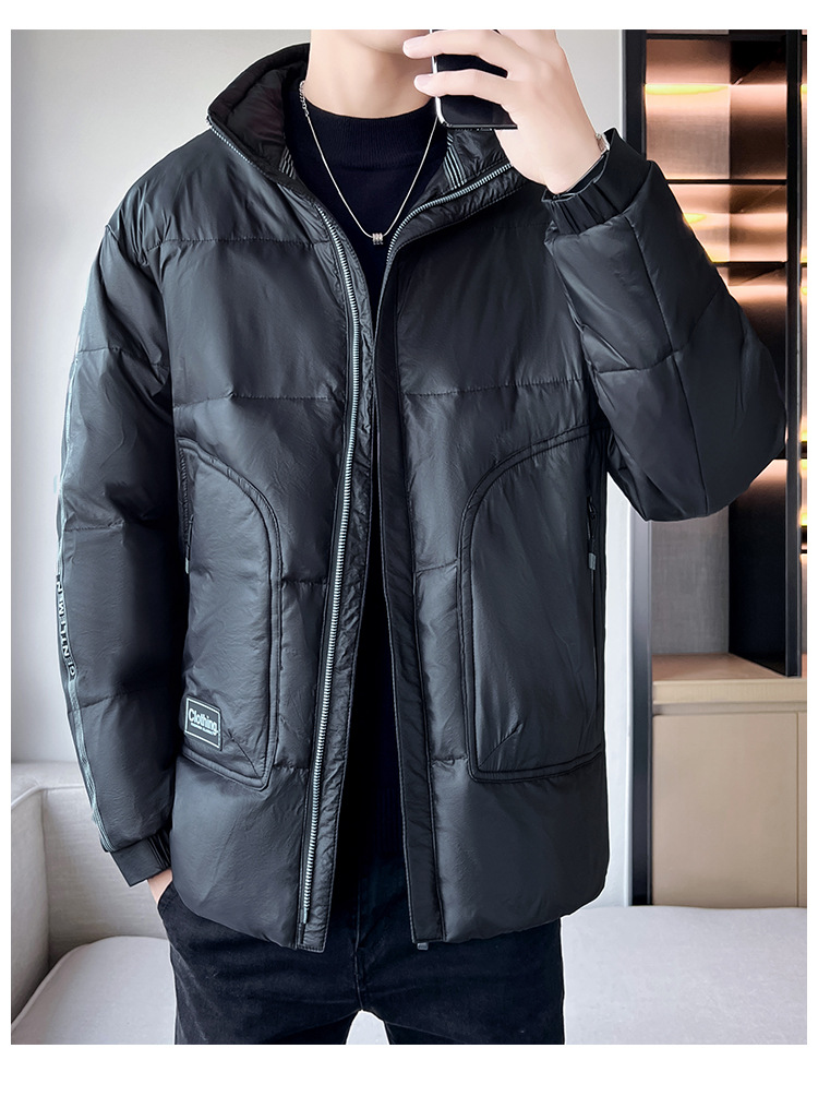 Men's Clothing white duck cotton winter men's cotton jacket men's short thick warm fashion stand collar jacket men_voghion.com