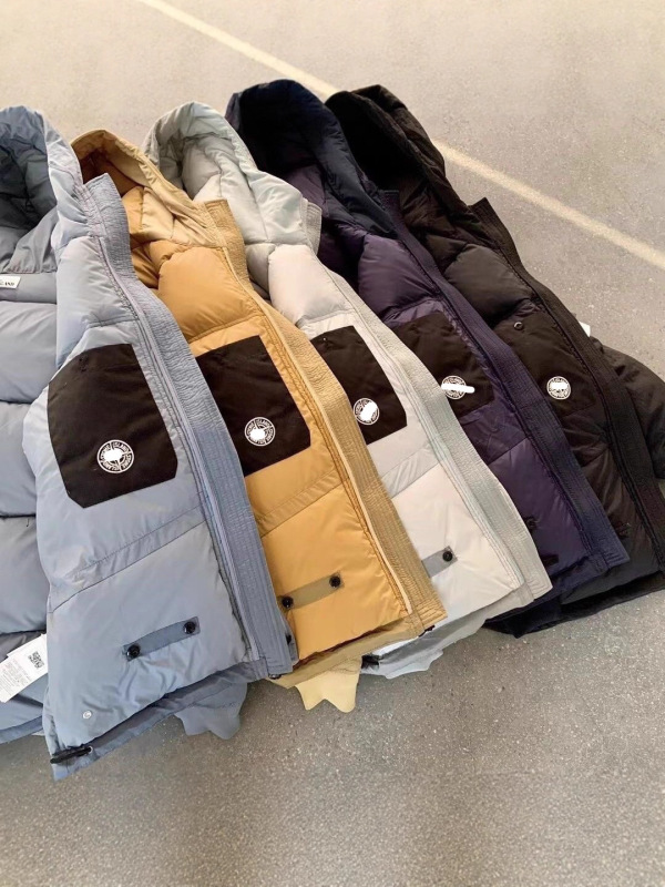 跨境外贸 秋冬STONE石头徽标金属尼龙羽绒棉服外套夹克男女保暖潮|undefined