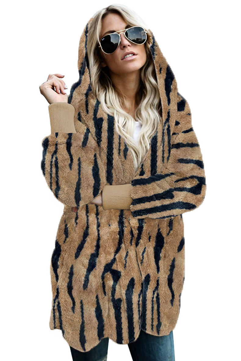 Winterjas met fleece en capuchon lang gebreid vest voor dames_voghion.com