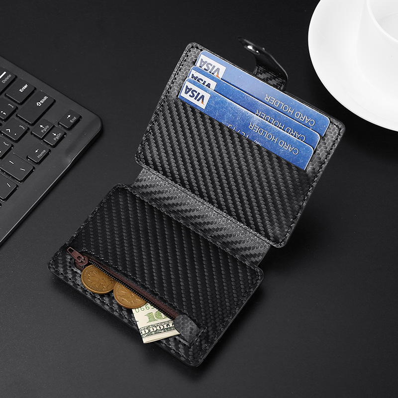 Nueva bolsa de tarjetas de negocios de fibra de carbono para hombres, cartera de tarjetas ultrafina, cartera de cambio, bolsa de tarjetas de moda