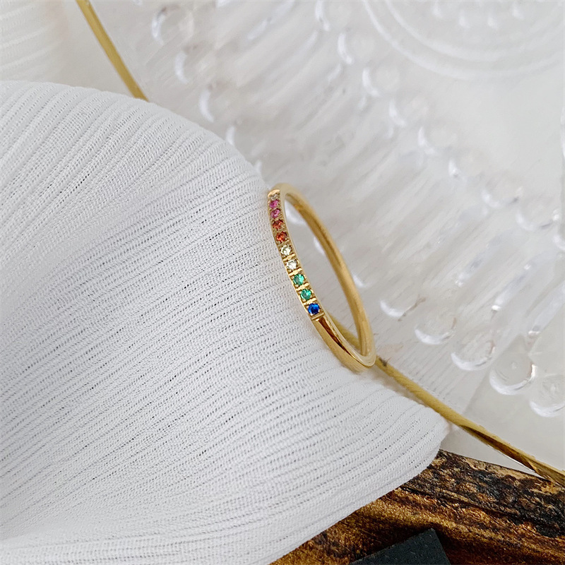 Fashion Geometric Titanium Steel Inlay Zircon Rings 1 Piece