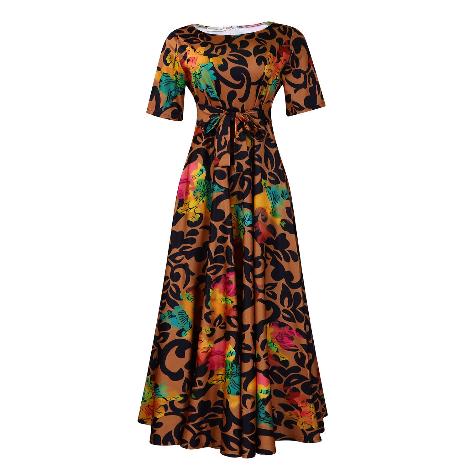 Plus Size African Style Dress Fashionable Short Sleeve A Line Tie Detail Perfect for Summer Events Wholesale