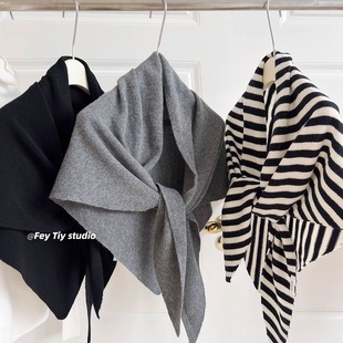 Fashion wool knitted shawl versatile multi-color optional scarf women's autumn and winter new intellectual knitted waistcoat cardigan