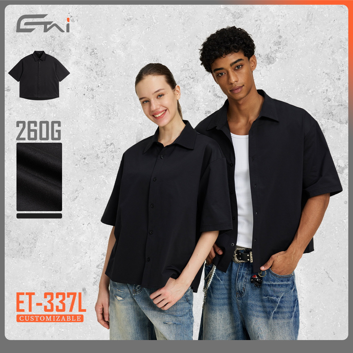 ETAI para hombre | Camisa de manga corta con rebeca de solapa de alta calidad transfronteriza Camisa boxy de alta calidad tejida de imitación de marca de moda