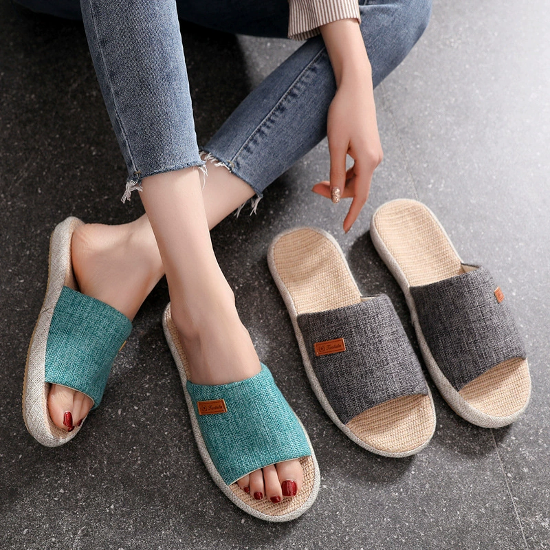 Домашние тапочки Gehard, нескользящая мягкая подошва, дышащие льняные тапочки с резиновой подошвой для лета, подходящие для мужчин и женщин в любое время года.
