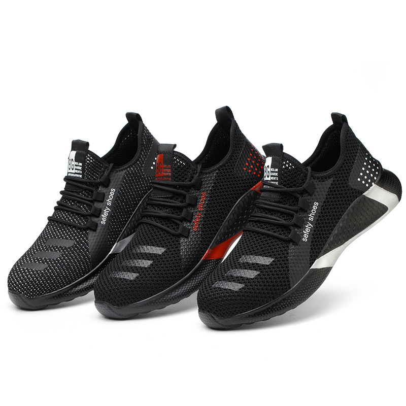 跨境优选劳保鞋超轻EVA底防砸防刺穿防滑透气钢包头安全工作鞋