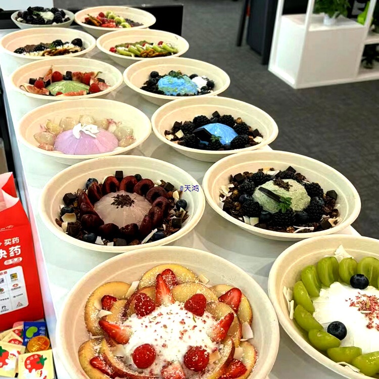 Disposable Greek Cold Brew Yogurt Bowl, Portable Taro Smoothie Shaved Ice Bowl, Ice Cream Round Packaging Box