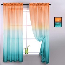 厂家直供curtains跨境纱帘外贸窗帘成品亚马逊上下渐变纱彩色窗纱