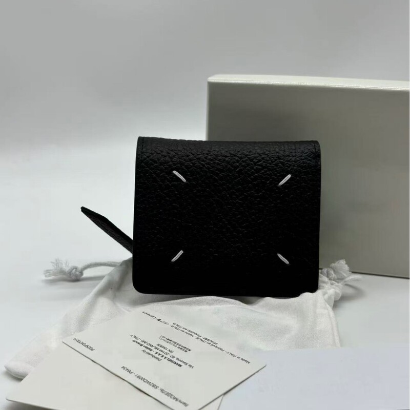 23Ss First-Layer Cowhide Leather Wallet with Four-Corner Stitching, Multiple Card Slots, Side Zipper, Coin Purse, Card Holder, Vintage Genuine Leather Coin Purse