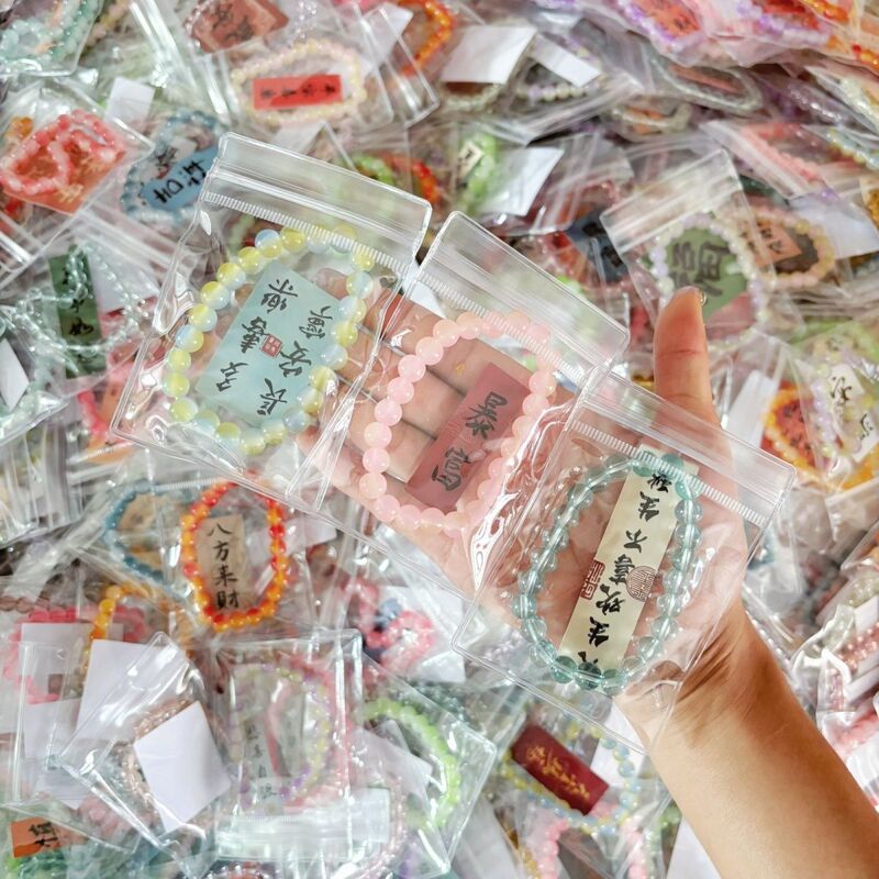 Night Market Stall Glass Bracelets High Aesthetic Value Wholesale Anti-Oxidation Pvc Packaging Unisex Small Items for Girlfriends and Students Night Market Stall Glass Bracelets High Aesthetic Value Wholesale Anti-Oxidation Pvc Packaging Unisex Small Items for Girlfriends and Students