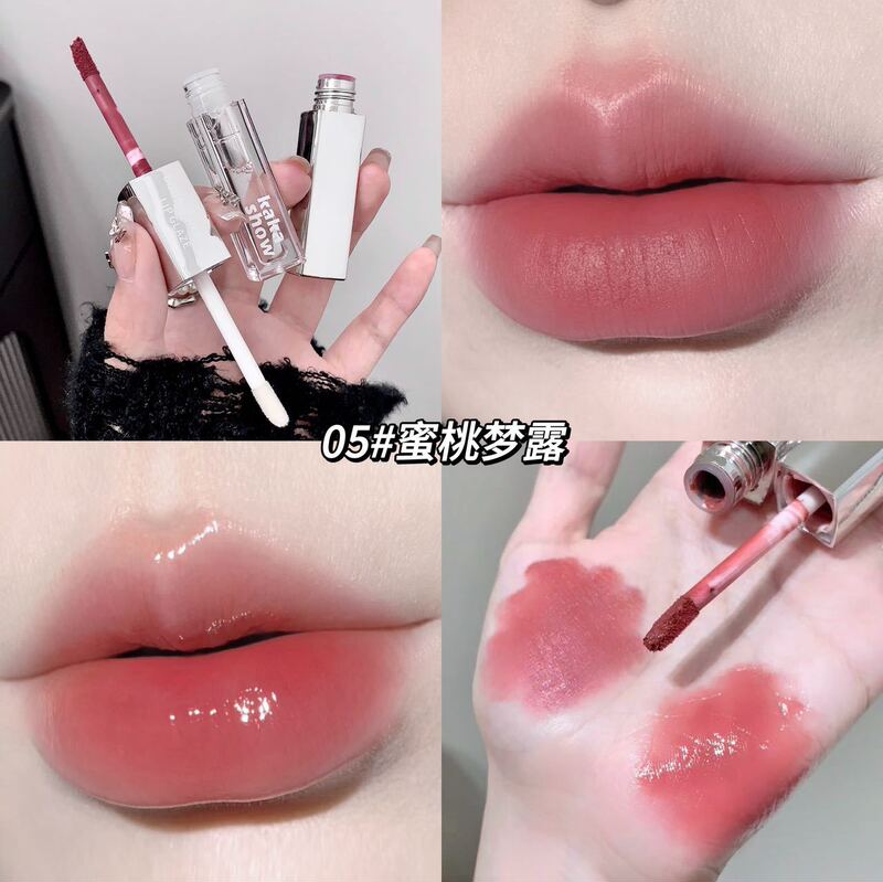 Kakashow 双頭デュアル効果リップ釉薬マットベルベット水光ミラー透明ガラスリップ学生パーティー口紅|undefined