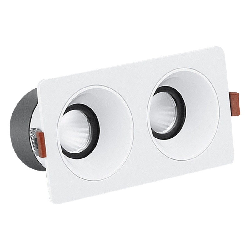 Lámpara de cubo de doble cabeza antideslumbrante foco cuadrado incrustado tienda comercial lámpara LED sin lámpara principal downlight lámpara de rejilla