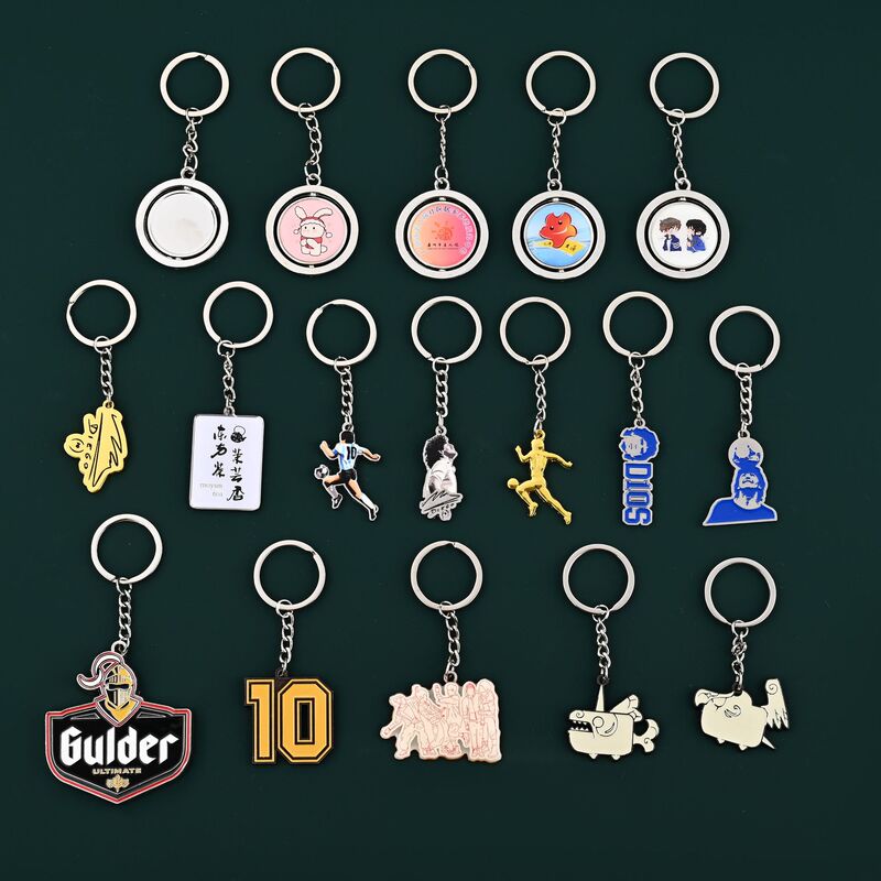 Cross-border Blank in stock Rotating Keychain Gift Graduation Paint Glue Dropping Metal Keychain Pendant Photo LOGO