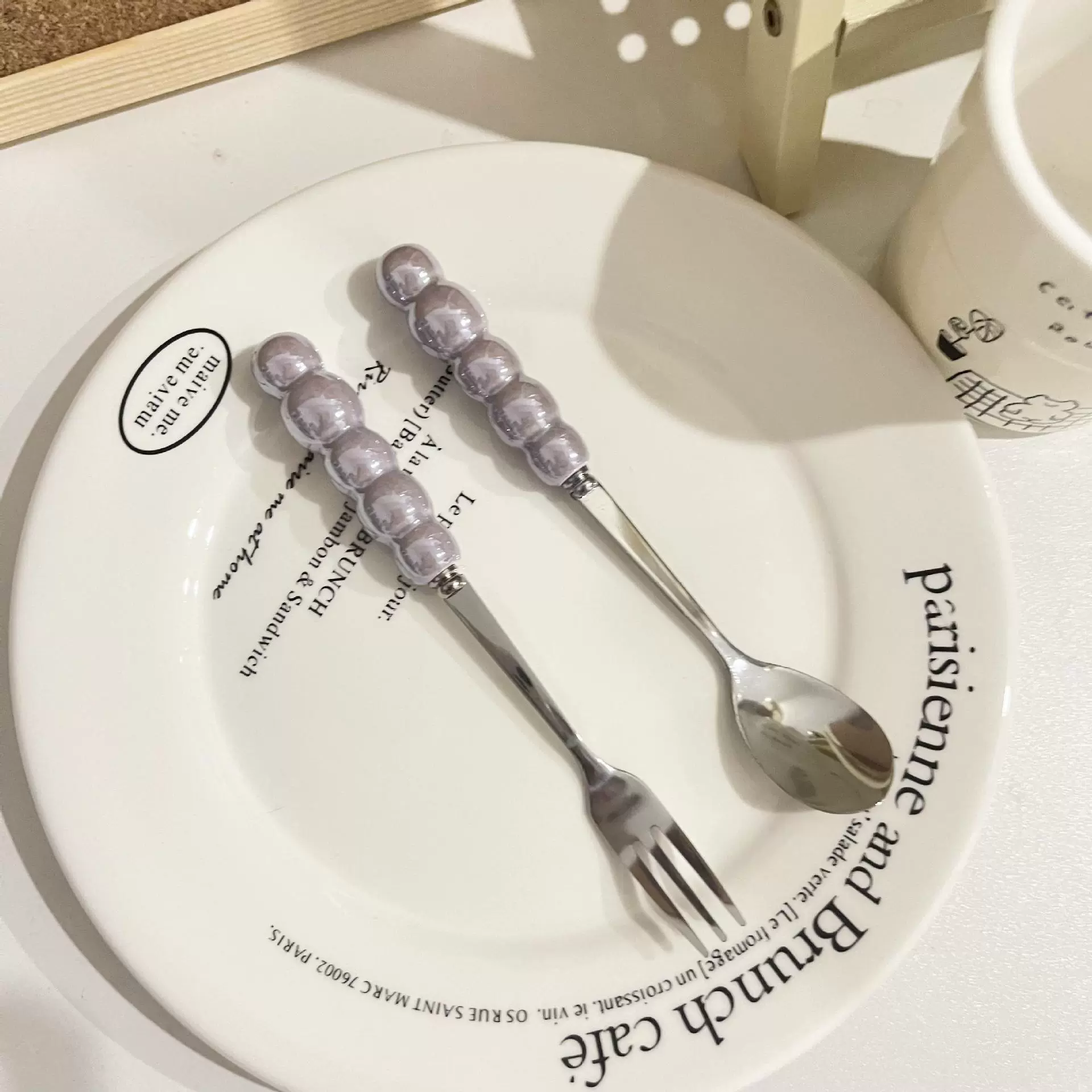 Керамическая ручка из нержавеющей стали от Pearl, столовые приборы, десертная вилка для фруктов