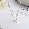 Necklace with letters with tassels suitable for men and women, silver 925 sample, Korean style, simple and elegant design