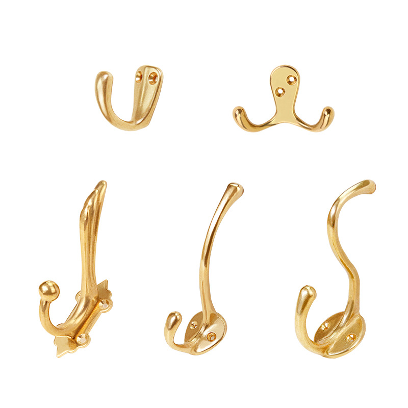 Procesamiento de ganchos de metal de latón personalizados, ganchos para ropa de guardarropa, zapatos retro, ganchos de entrada sin perforación de cobre detrás de la puerta