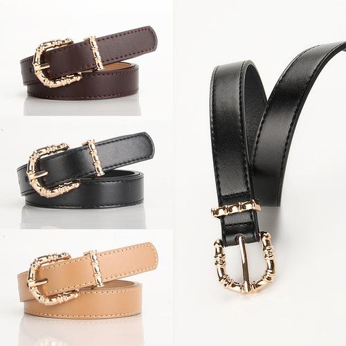  new fashionable and versatile women's belt with jeans, suit pants, casual and simple alloy pin buckle belt