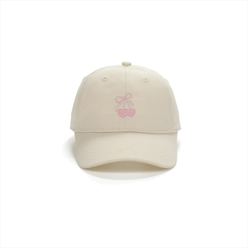 Women's Gender Women's Cute Modern Style Sweet Cherry Solid Color Bow Knot Curved Eaves Baseball Cap