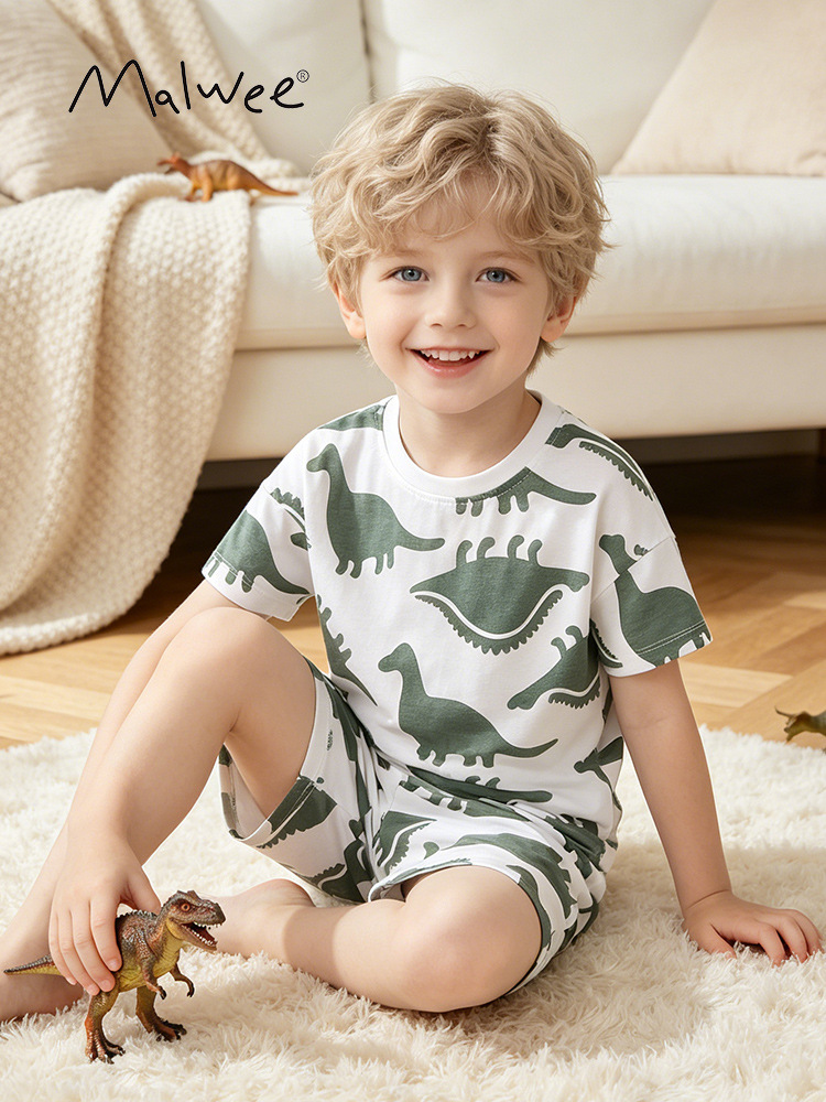 Malwee transfronterizo nuevo conjunto infantil de verano, cómodo transpirable, suave y relajado, moda casual para niños, uso diario