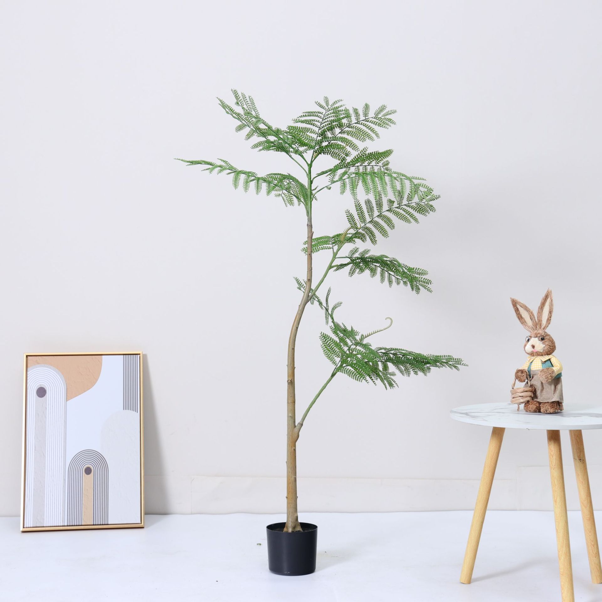 Jacarandá de simulación de alta gama, plantas verdes falsas, plantas en macetas, grandes interiores, salas de estar, decoraciones de decoración de piso, paisajismo de plantas biónicas