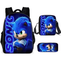 国境を越えて人気のあるsonicソニックの小学生のかばんの3つのセットのアニメの漫画のリュックサックのショルダーバッグのペンの袋