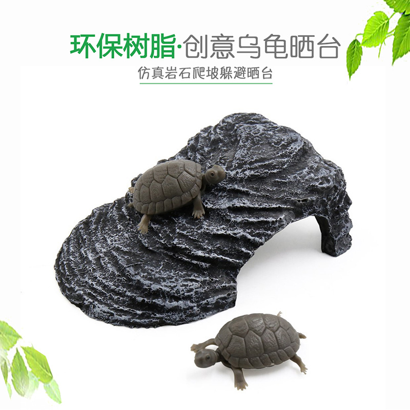Las mascotas trepadoras evitan los agujeros, evitan los agujeros, trepan a la plataforma, secan la parte posterior, la tortuga, las artesanías de resina decoran la pecera, el paisaje del acuario