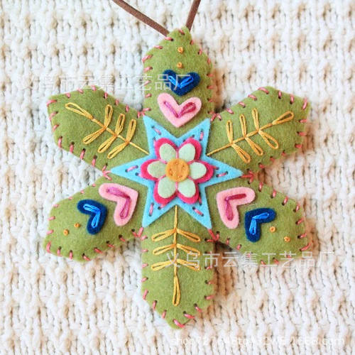 跨境新品 Embroidered Felt Christmas 刺绣毛毡圣诞节雪花装饰|undefined