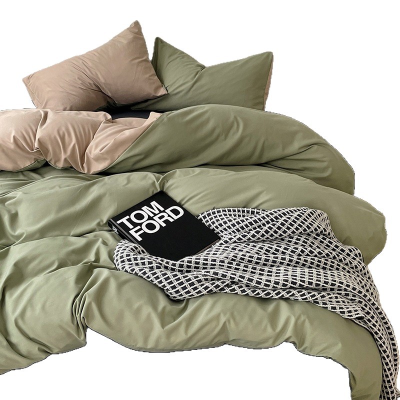 Cama de cuatro piezas A clase madre y bebé dormir desnudos ropa de cama de algodón lavado con agua cubierta cama dormitorio cama de tres piezas