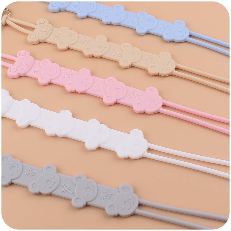 Nuevo bebé suministros de haya redonda de boca ancha clip de chupete calmante bebé kaola cadena de chupete de silicona cadena anti-caída