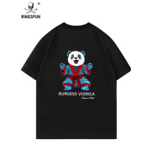 RINGSPUN【熊猫】重磅万针刺绣可变色潮牌T恤圆领休闲T恤男女同款