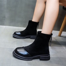 英伦风马丁靴女2025年秋季新款厚底瘦瘦靴后拉链短靴子法式小踝靴