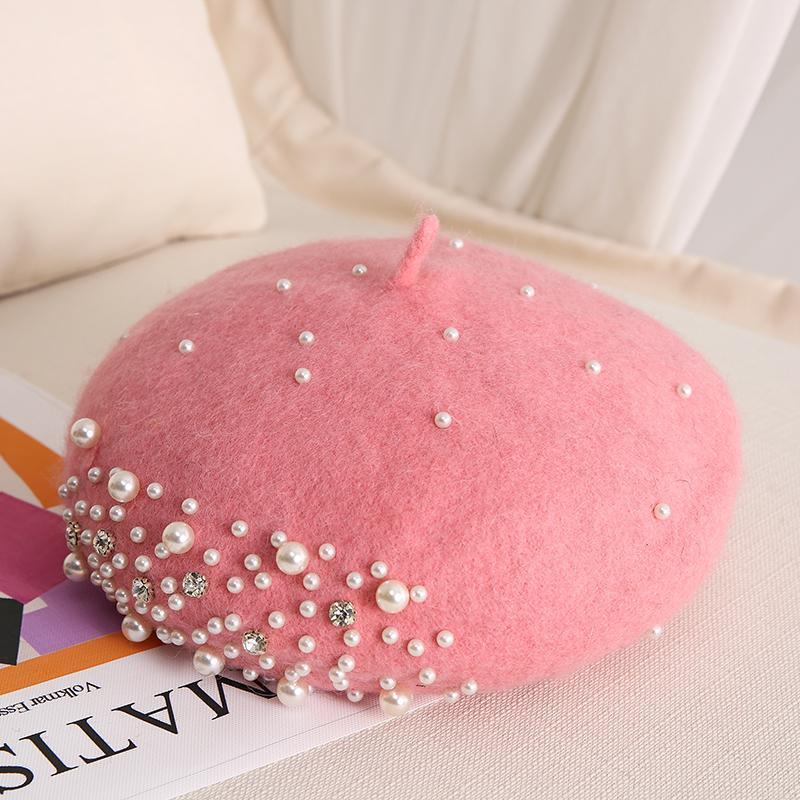 Women's Basic Solid Color Rivet Eaveless Beret Hat display picture 4