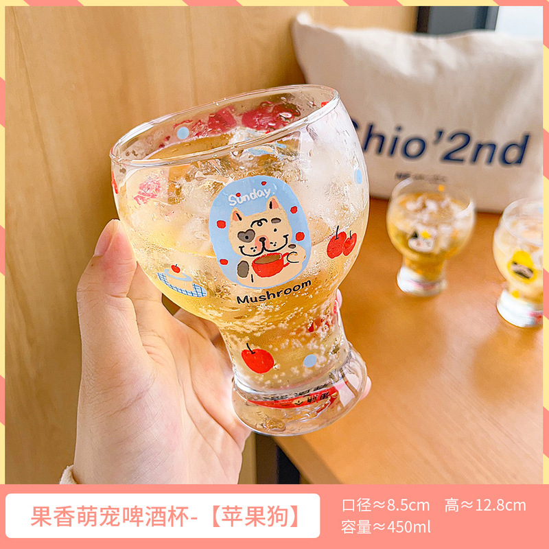 卡通啤酒杯玻璃杯高硼硅杯子家用2025新款超级好看的水杯果汁杯|undefined