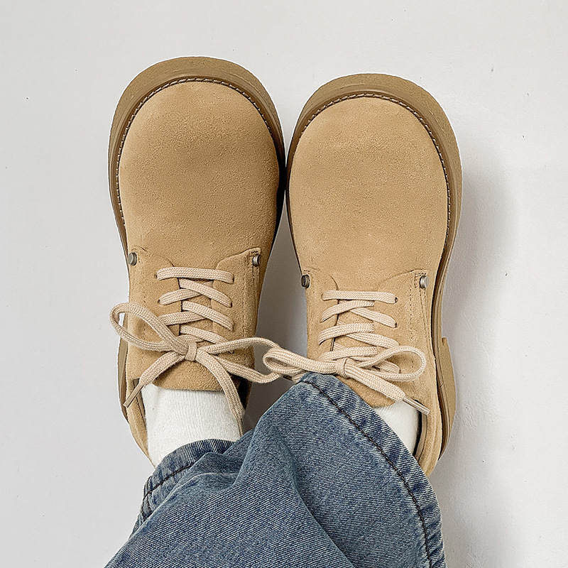 Herrenschuhe 2024 neue lässige dicke Sohle erhöhen Rhabarber Martin Big Head Derby Schuhe Britische Retro-Arbeitsschuhe_voghion.com