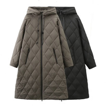 跨境2024秋冬欧美跨境女装街头时尚长款连帽棉服外套w034 231