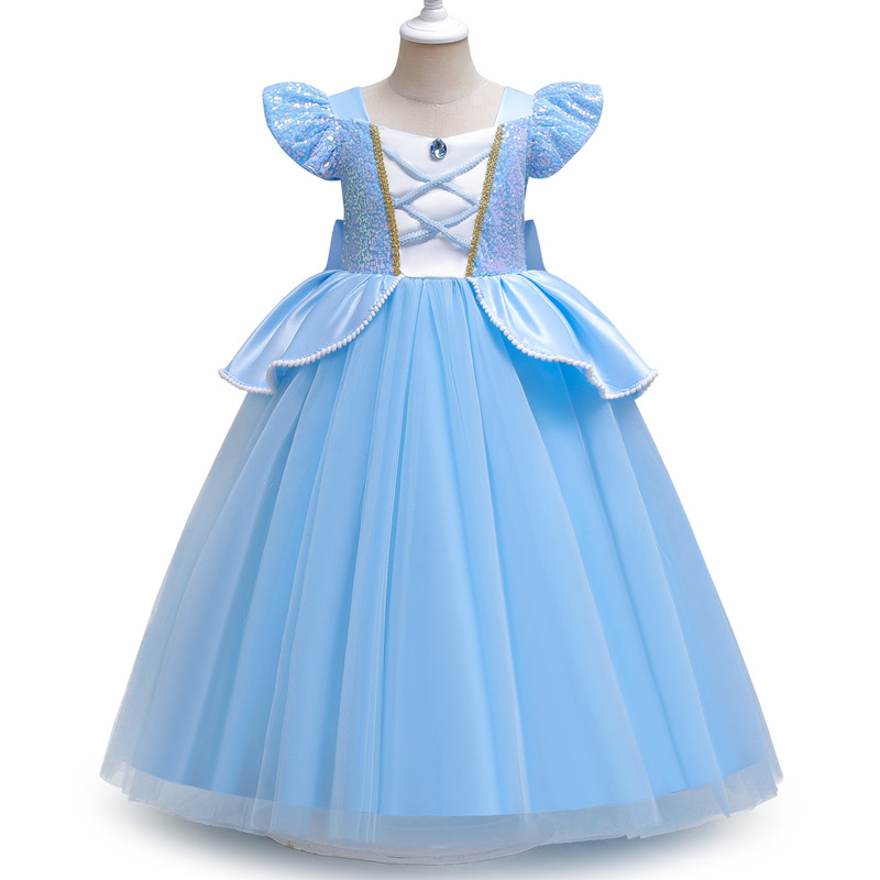 Cinderella Princess Dress Cinderella Ball Gown Girls Sequin Mesh Dress Cinderella Cross-Border Export