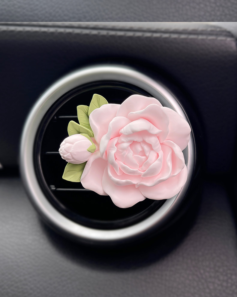 Jasmine Flower Car Perfume Aromatherapy Car Air Conditioner Vent Decoration Diffuser Stone Flower Car Interior Ornament Goddess Style