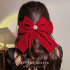 Demi-season big hairgrip with bow, bangs, hairpins, hair accessory