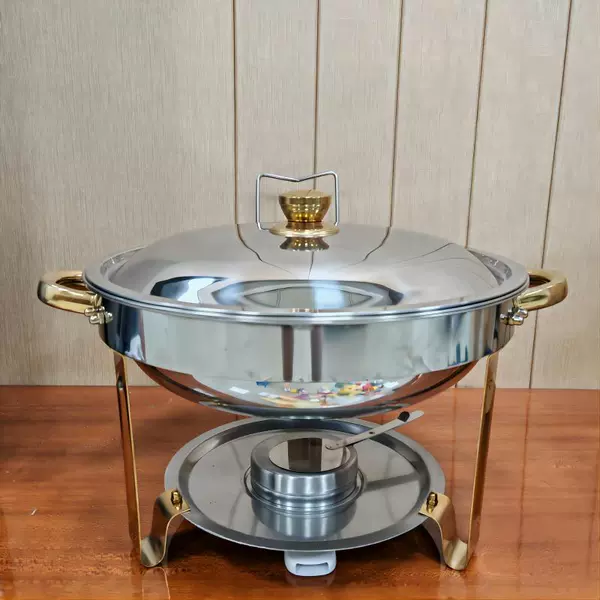 5L steel cover buffet stove - gold (with cover rack) - can be matched with tableware