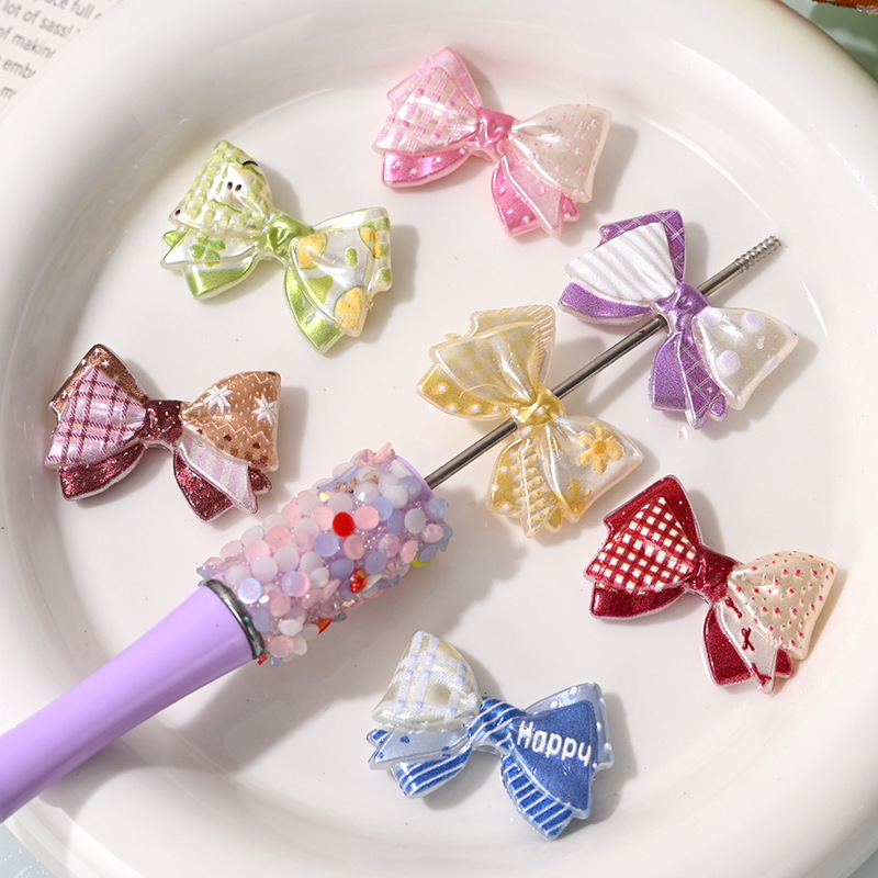 Colorful Silk Bow Tie Printed Perforated Beads DIY Phone Chain Bead Pen Accessories Bag Decoration Materials Wholesale Colorful Silk Bow Tie Printed Perforated Beads DIY Phone Chain Bead Pen Accessories Bag Decoration Materials Wholesale