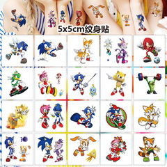 5x5cm hedgehog Sonic tattoo sticker 20 sheets cartoon tattoo sticker water transfer one-time tattoo birthday