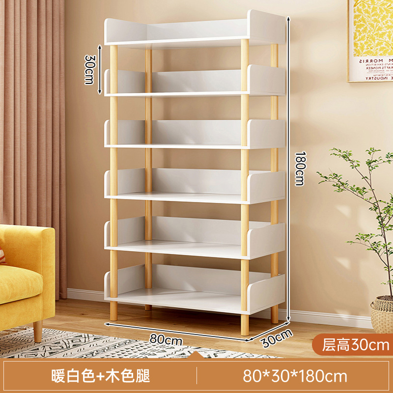 Estante de libro estante de piso estante de almacenamiento de piernas de madera sólida multicapa estante de almacenamiento simple contra la pared estante de almacenamiento estante de lectura de libros