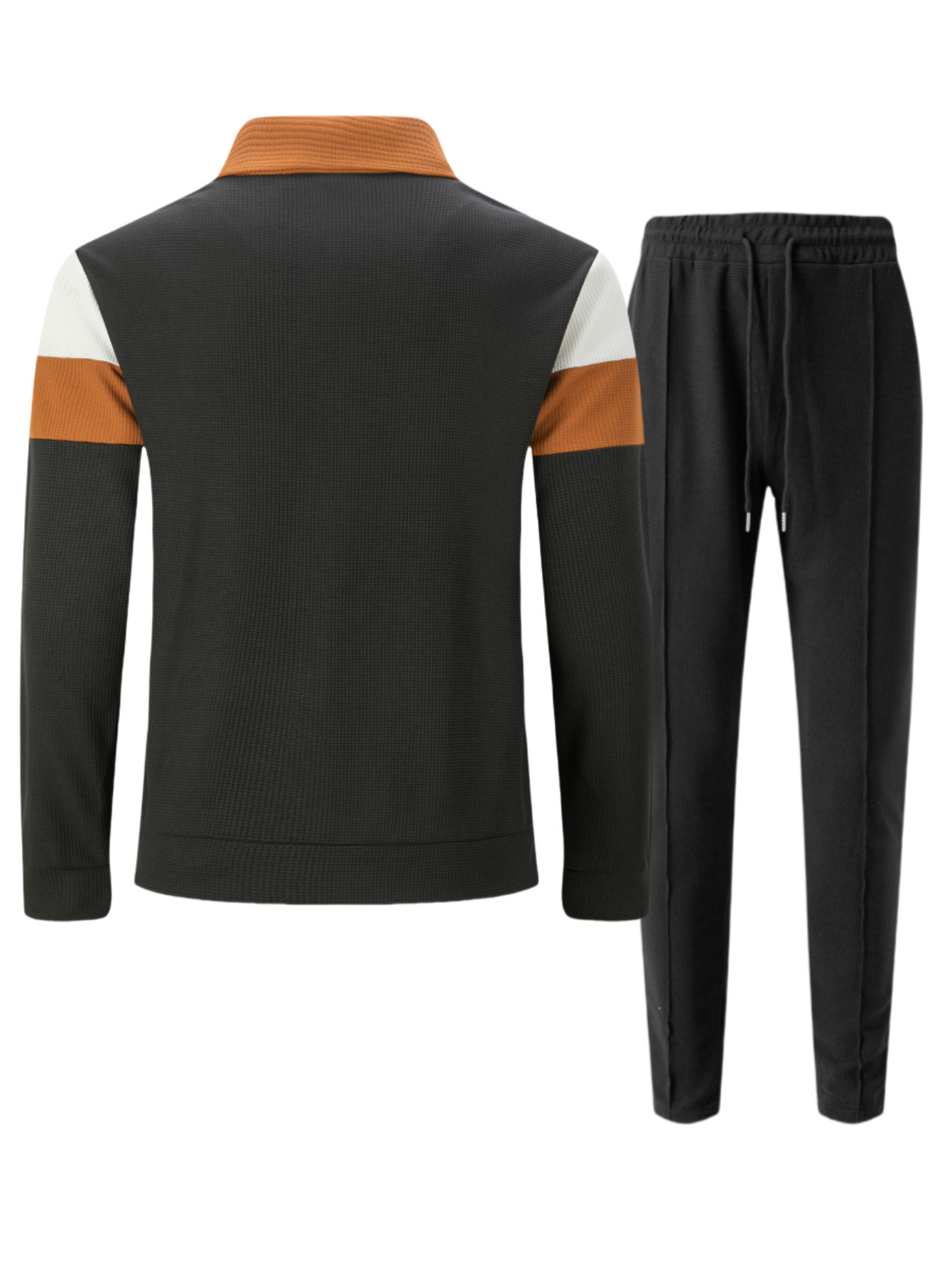 Casual herrset med waffle knit jacka och byxor_voghion.com