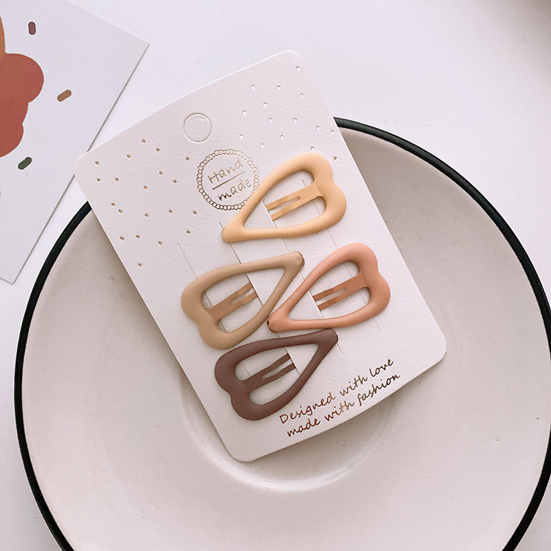 15g Weight Hair Clip Hair Accessories Type 1 Set Quantity Holiday, Daily, Selfie Occasion Metal Material Geometric Pattern Women's Gender Sweet Style New One Card 4 Versatile Basic Frosted Dripping Cream Tea Color BB Clip Five Stars Lovely Heart-Shaped Hair Clips Hair Accessories 13